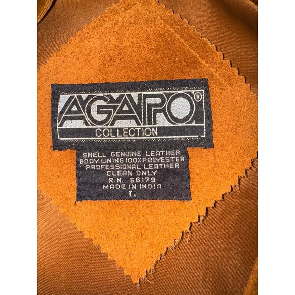 Vintage 90s Agapo Collection Genuine Burnt Orange Suede Leather Mens Vest Large - Picture 5 of 8